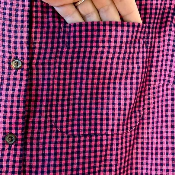 Old Navy pink and black check button up shirt size S - Picture 3 of 12